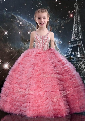 Beautiful Straps Mini Quinceanera Dresses with Beading and Ruffles