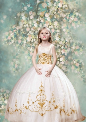 Perfect Ball Gown Scoop Mini Quinceanera Dresses in White and Gold