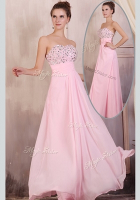 Gorgeous Empire Sweetheart Beading Baby Pink Bridesmaid Dresses