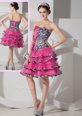New Style Sweetheart Leopard and Ruffled Layers Dama Dresses