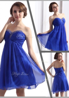 Perfect Sweetheart Beading Short Dama Dresses in Blue