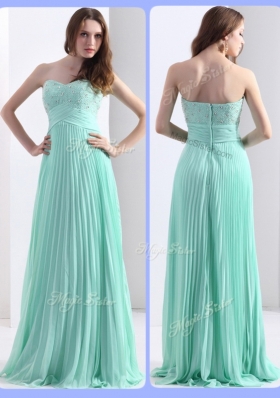 2016 Empire Beading and Sequins Apple Green Fashion Evening Dresses with Brush Train