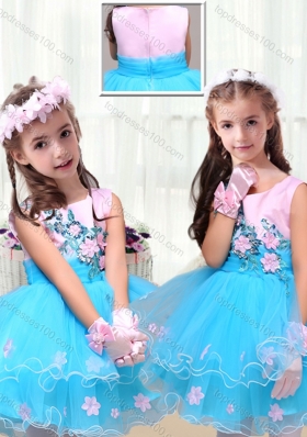 2016 Cute Scoop Short Mini Quinceanera Dresses  with Appliques