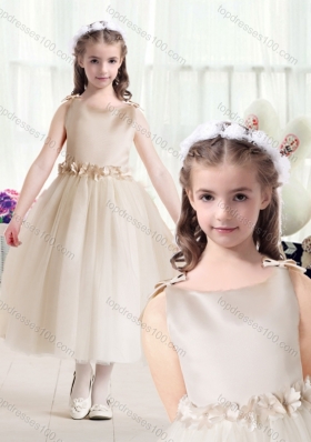 New Arrival Ball Gown Bateau Champagne Flower Girl Dresses with Belt