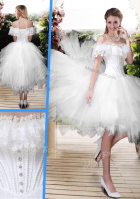New Style Off the Shoulder Wedding Dresses with High Low