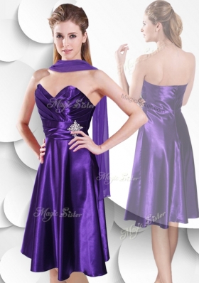 2016 Perfect Empire Sweetheart Elastic Woven Satin Bridesmaid Dresses with Beading and Ruching