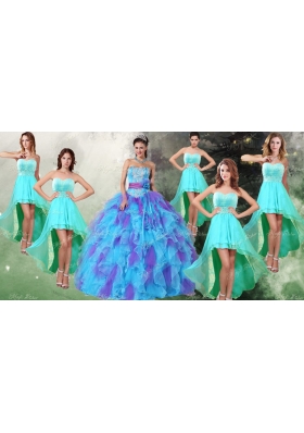 Perfect Applique and Ruffled Quinceanera Dress and High Low Beaded Dama Dresses