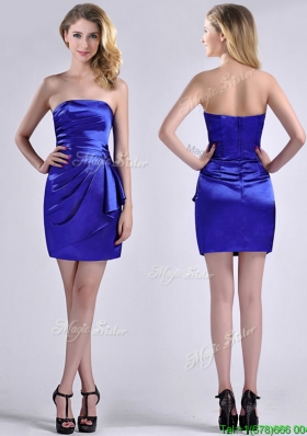 2016 Exquisite Column Strapless Royal Blue Dama Dress in Taffeta