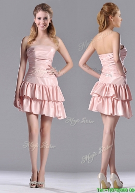 Low Price Ruffled Layers Short Dama Dress in Asymmetrical