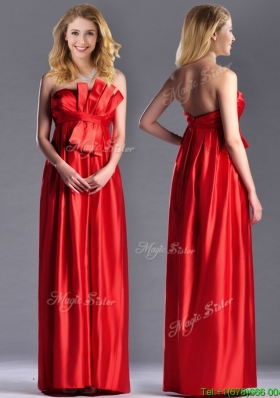 Gorgeous Empire Red Long Mother Dress in Elastic Woven Satin