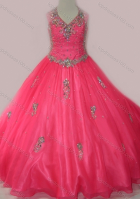2016 Fashionable Beaded and Applique Mini Quinceanera Dress with V Neck