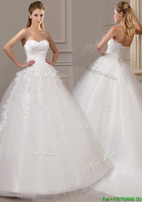 Gorgeous Ball Gown Court Train Wedding Dresses with Appliques and Ruching