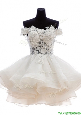 Classical Off the Shoulder White Prom Dress with Appliques