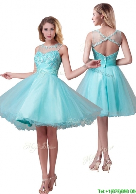 Classical See Through Bateau A Line Dama Dress with Beading
