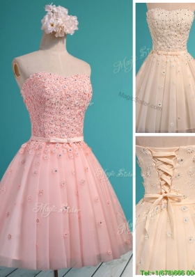 2016 Exquisite Applique and Beaded Sweetheart Dama Dresses in Mini Length
