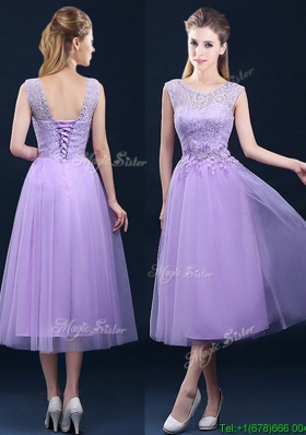 2016 Beautiful See Through Laced and Applique Prom Dresses in Tea Length