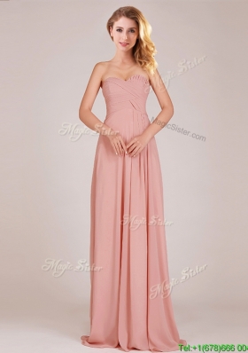 Elegant Empire Chiffon Ruched Long Mother Dresses  in Peach