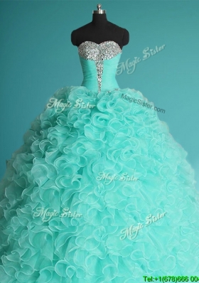 Exclusive Apple Green Big Puffy Quinceanera Dress with Beading and Ruffles
