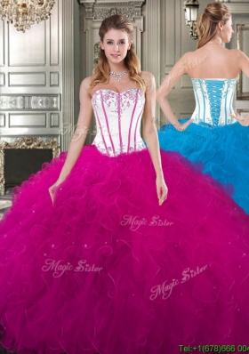 Exquisite Really Puffy Tulle Quinceanera Gown with Beading and Ruffles