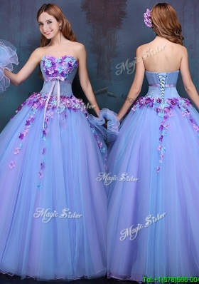 Wonderful Really Puffy A Line Sweet 16 Quinceanera Gowns with Appliques and Bowknot