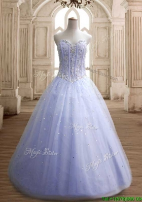 Hot Sale Beaded Bodice Tulle Quinceanera Dress in Lavender