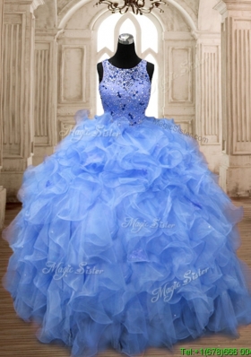 Perfect Scoop Beading and Ruffles Quinceanera Dress in Organza