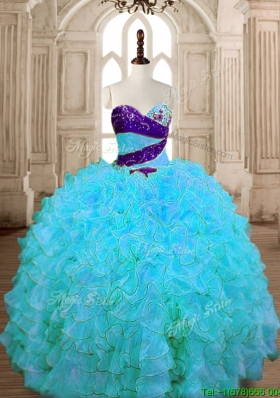 Unique Baby Blue Quinceanera Dress with Beading and Ruffles