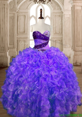 Romantic Organza Beading and Ruffles Sweet 16 Dress with Puffy Skirt