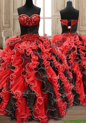 New Arrivals Applique and Ruffled Quinceanera Dress in Black and Red