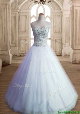 Most Popular White Tulle Sweet 16 Dress with Beading