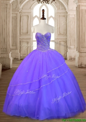 New Style Lavender Tulle Quinceanera Dress with Beading for Spring