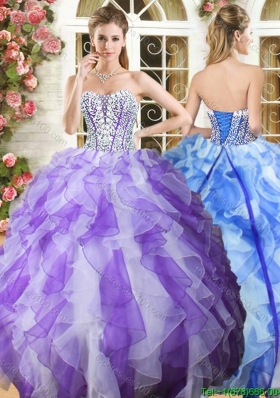 Popular Beaded Bodice and Ruffled Quinceanera Dress in Organza
