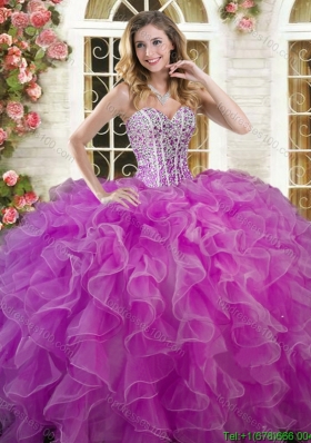 New Style Ruffled and Beaded Sweet 16 Dress in Lilac