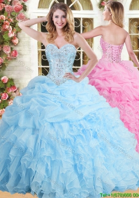 Inexpensive Applique and Ruffled Sweet 16 Dress in Baby Blue