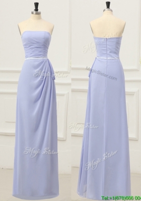 Simple Strapless Empire Lilac Evening Dress with Belt for Spring