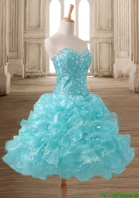 Gorgeous Baby Blue Short Prom Dress with Beading and Ruffles
