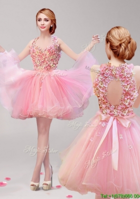 Perfect Halter Top Short Prom Dress with Hand Made Flowers and Ruffles