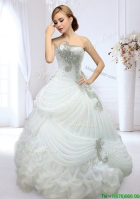 Latest Strapless Beaded and Bubble Wedding Dress in Organza