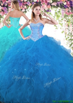 2017 Fashionable Tulle Sweet 16 Dress with Beading and Ruffles