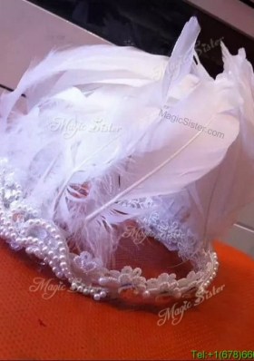 Gorgeous Feathers and Imitation Pearls Headpieces in White