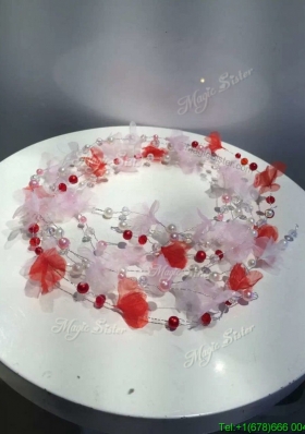 Pretty Baby Pink and Red Headpieces with Hand Made Flowers and Imitation Pearls