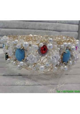 Elegant Tiara with Rhinestone and Imitation Pearls