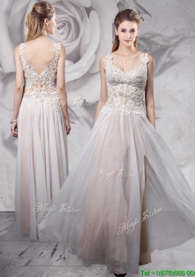 New Arrivals Empire Straps Grey Prom Dress with Zipper Up