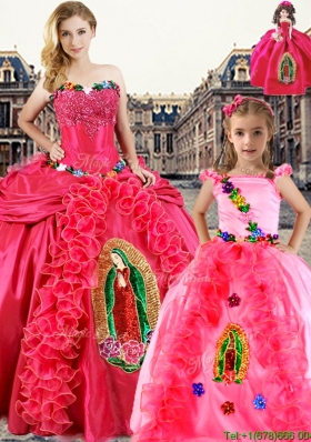 Popular Ruffled and Applique Princesita Quinceanera Dresses in Coral Red