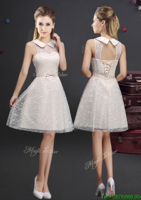 Classical See Through Turndown Applique Prom Dress in Lace