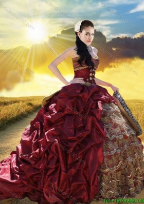 2017 Lovely Ruffled Layers and Bubble Taffeta and Laced Quinceanera Dress with Brush Train