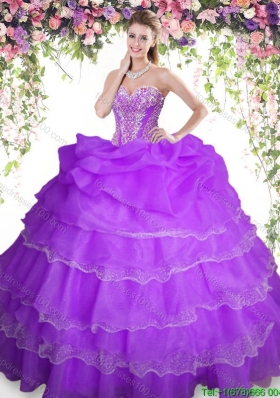 Best Selling Purple Quinceanera Dress with Beading and Ruffled Layers
