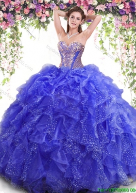 Discount Big Puffy Organza Quinceanera Dress with Beading and Ruffles
