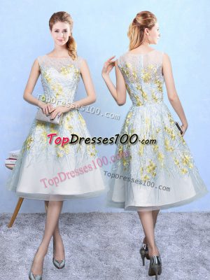 Multi-color Organza Zipper Wedding Party Dress Sleeveless Knee Length Embroidery
