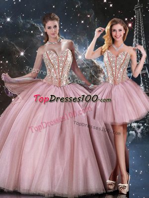 Delicate Lilac Sweetheart Lace Up Beading Quinceanera Gown Sleeveless